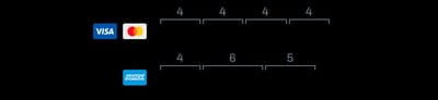 Credit card number input formatted by an input mask into groups of four digits